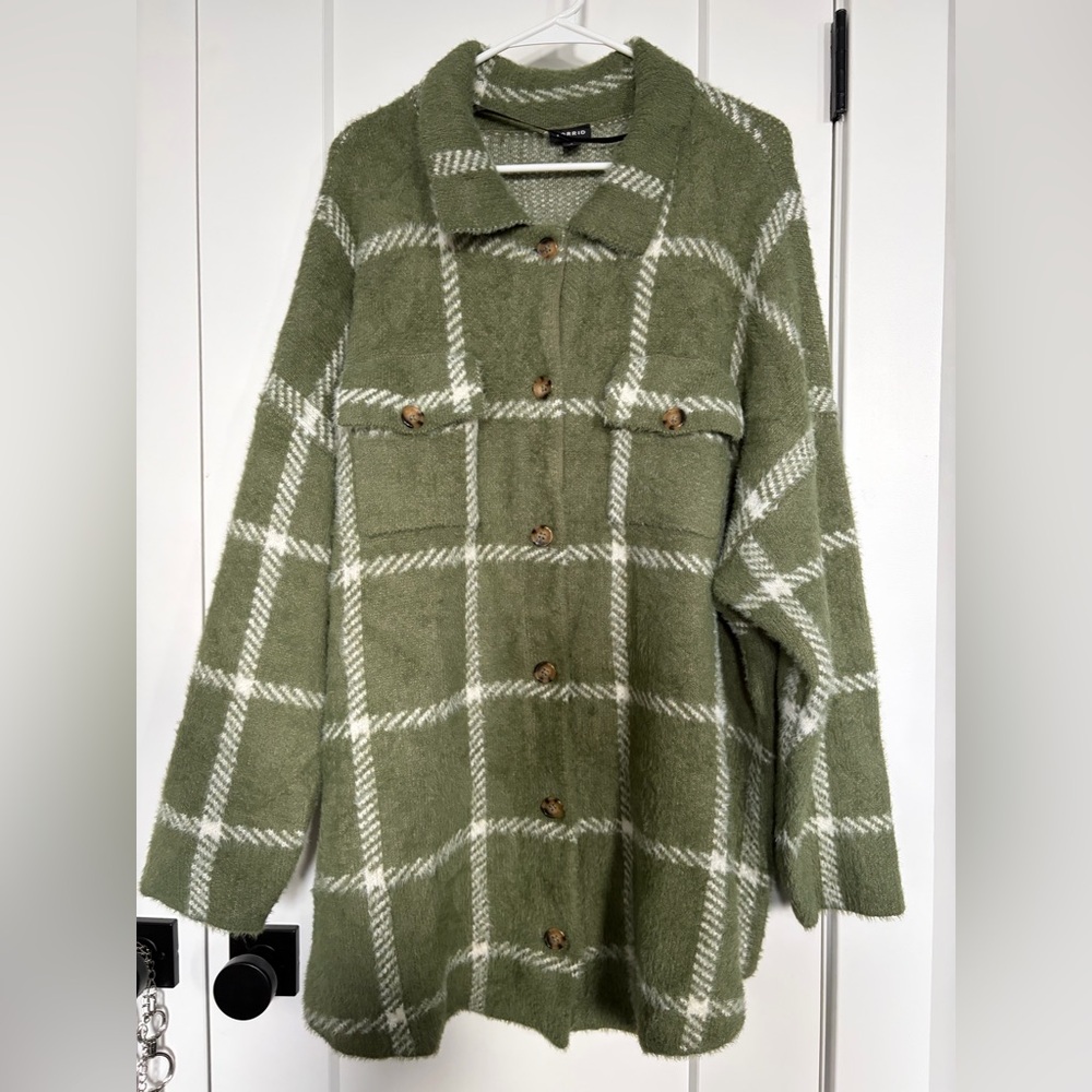 Torrid Green Eyelash Shacket Sweater